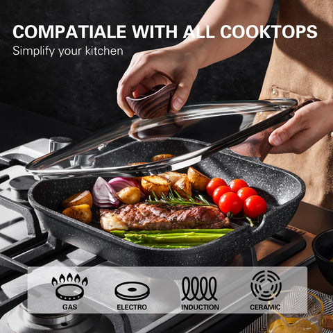 Kordisen induction-compatible grill pan ready for stove tops