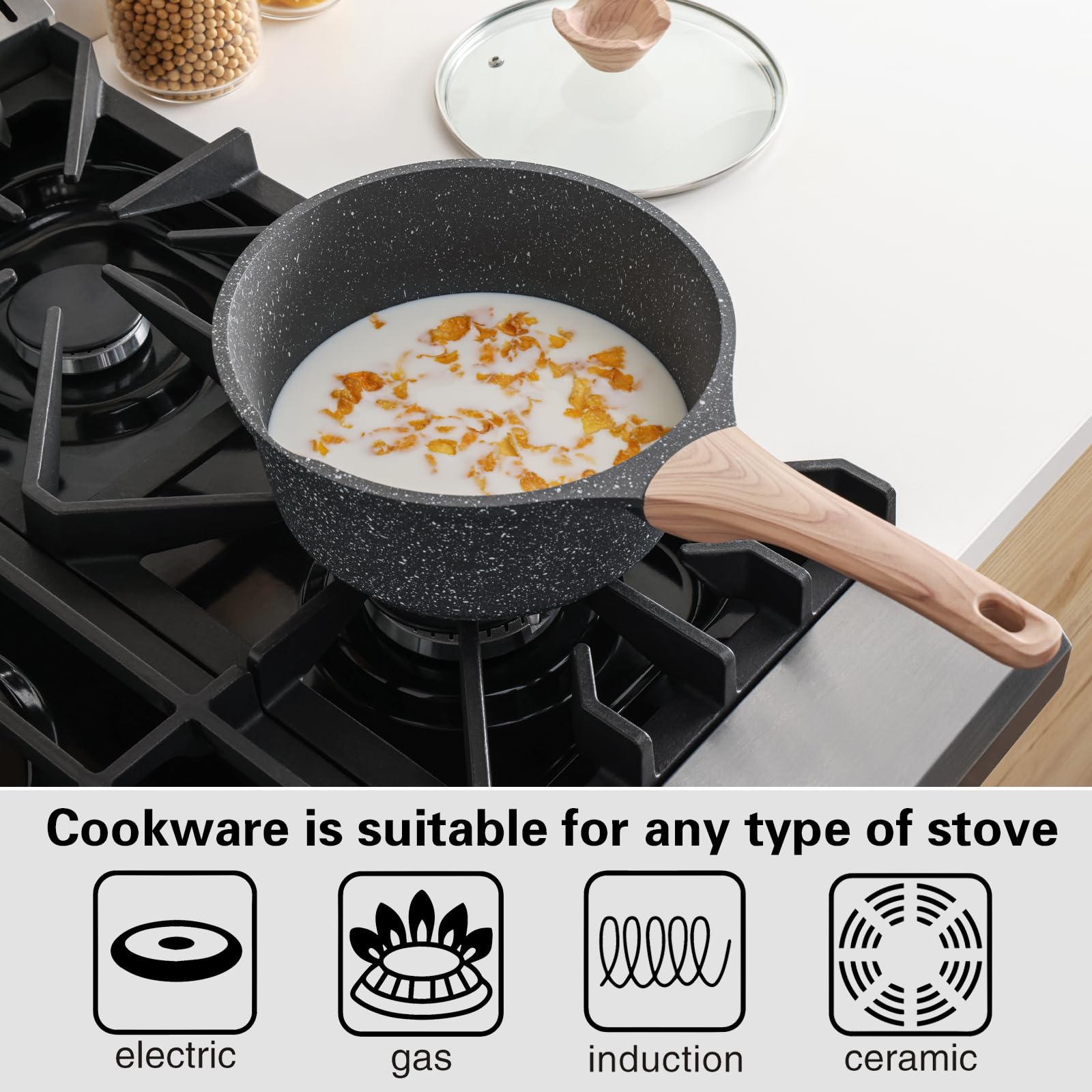 Kordisen 2.5qt sauce pan with lid, ideal for soups and gravies.