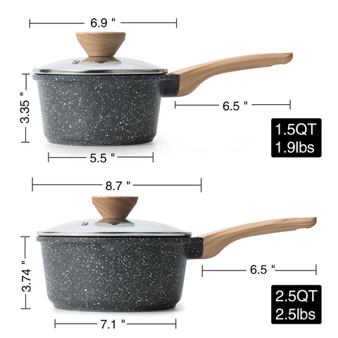 Kordisen ergonomic-handle sauce pan with comfortable grip.