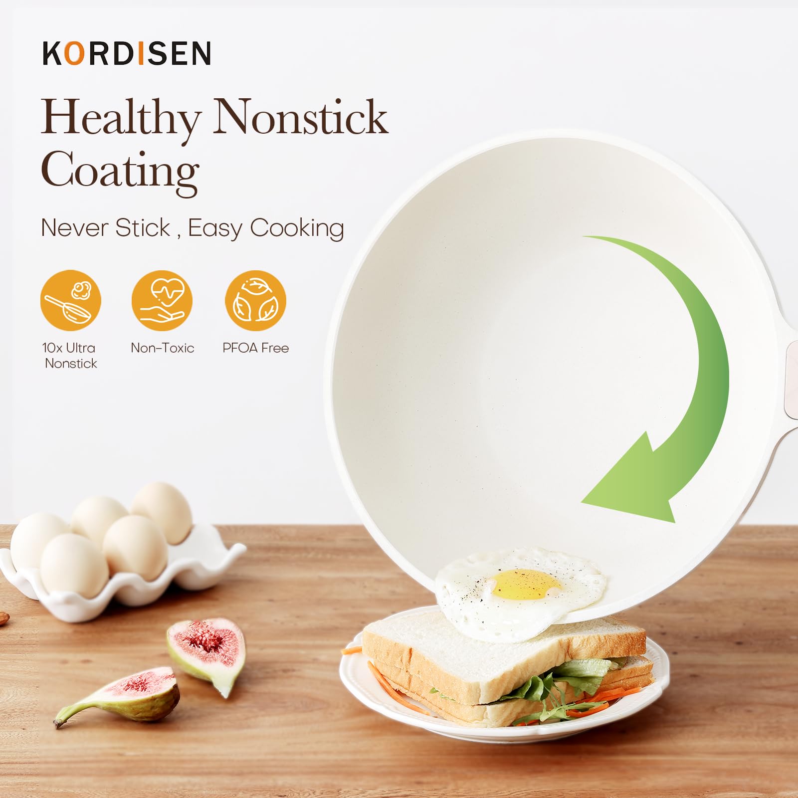 Kordisen ceramic interior close-up showing smooth nonstick coating