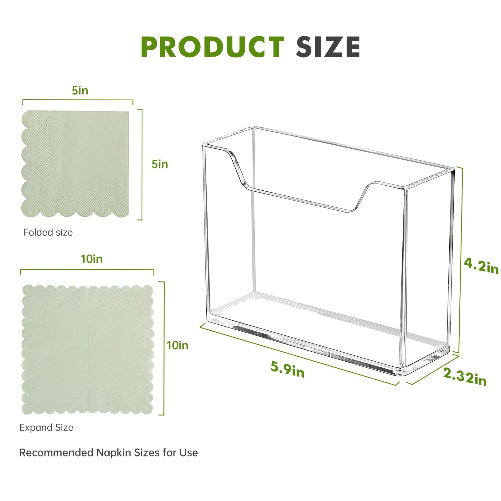 Kordory clear napkin holder shows napkin patterns with anti-slip base.