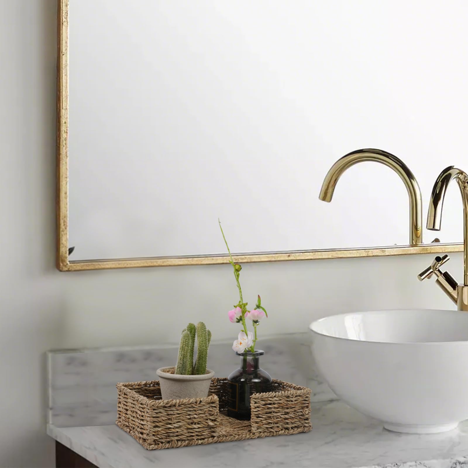 Kordory Seagrass farmhouse decor tray for stylish, clutter-free surfaces.