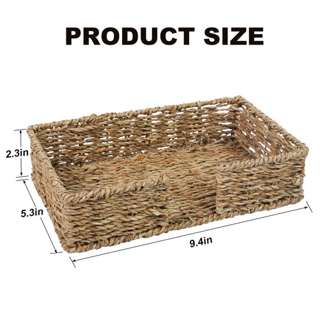 Kordory Seagrass handwoven tray highlights natural texture for bathroom or kitchen display.