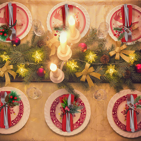 Korlon Tec napkin rings with pine cones and berries for holiday decor