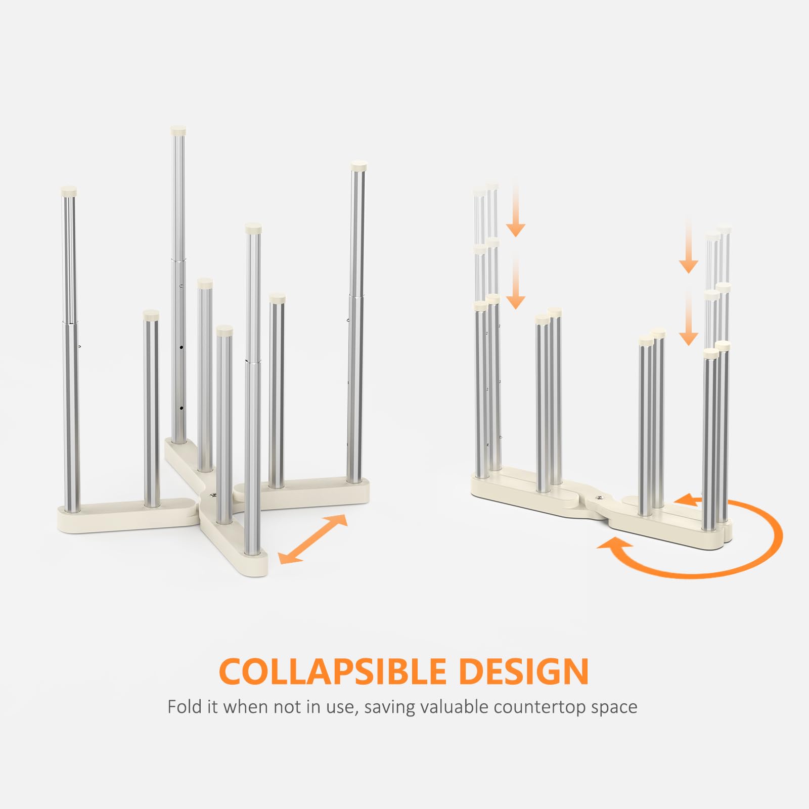 KORRTFID collapsible cup drying rack saves counter space.