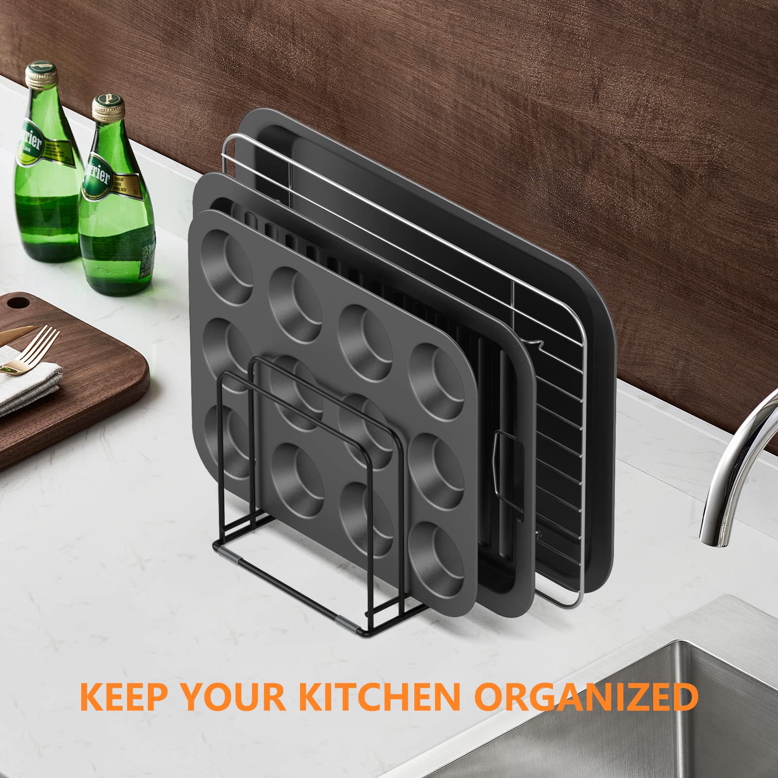 KORRTFID cookie-sheet storage keeps kitchen essentials within easy reach.