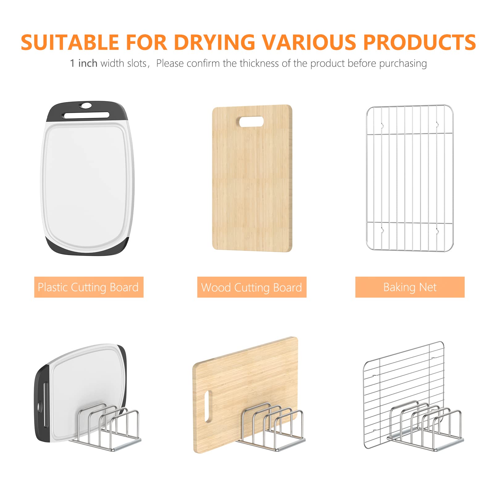 KORRTFID cutting board organizer bottom with non-slip rubber feet for stability