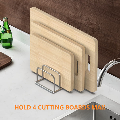 KORRTFID cutting board organizer on countertop demonstrates space-saving design