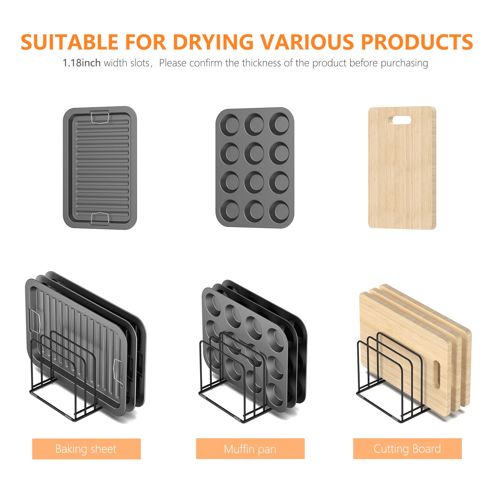 KORRTFID cutting board organizer shelf saves counter space and simplifies access.