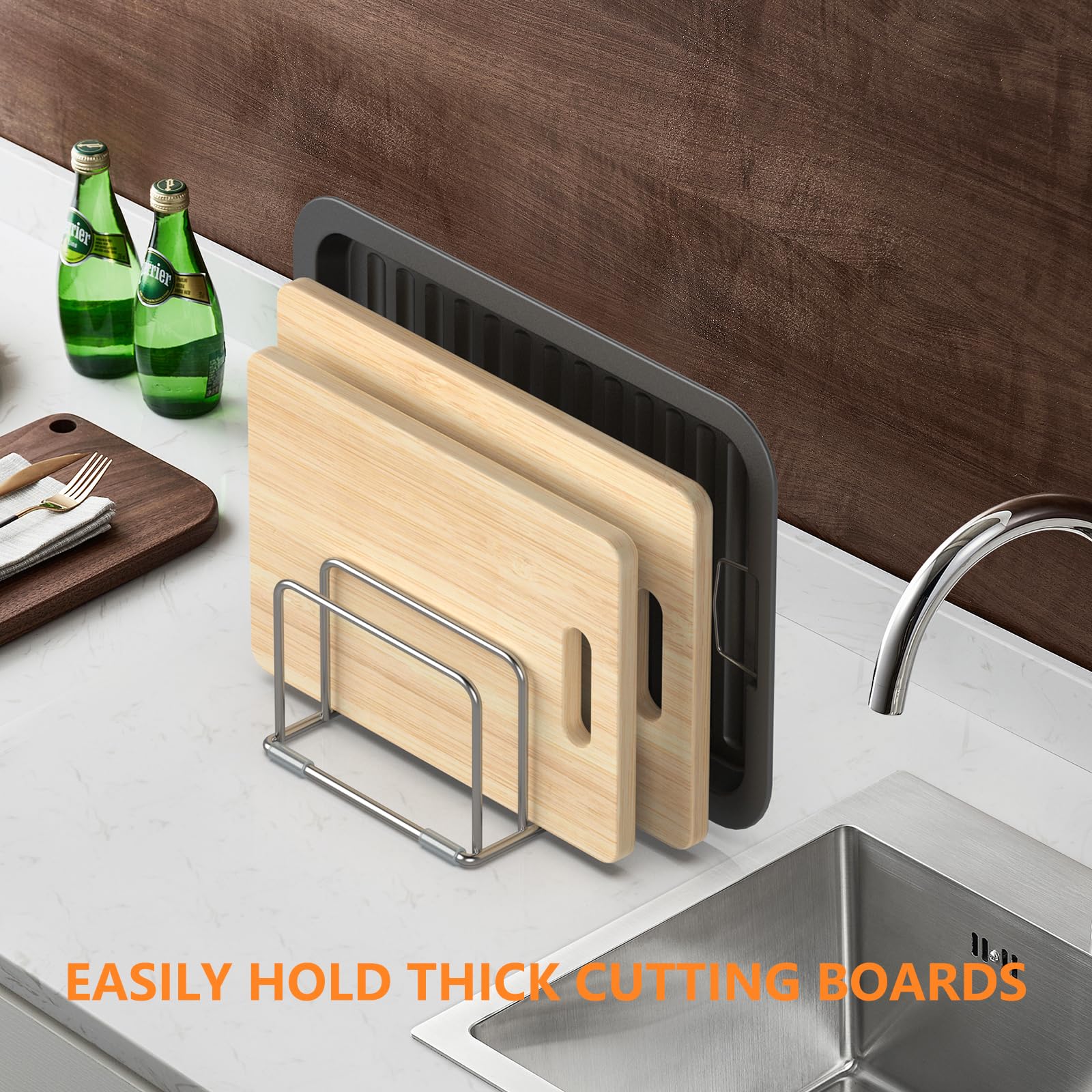 KORRTFID kitchen countertop storage rack keeping boards neatly accessible