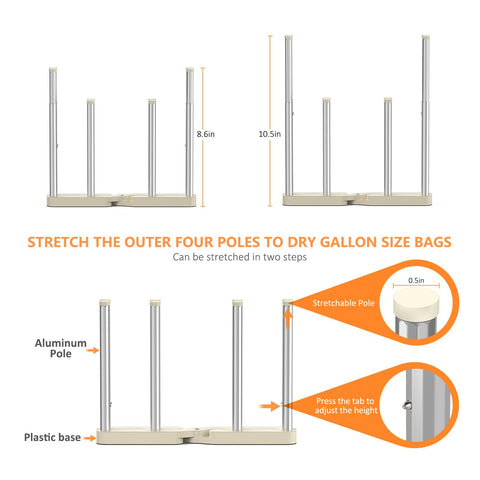 KORRTFID retractable rack with aluminum rods dries cups quickly and neatly.