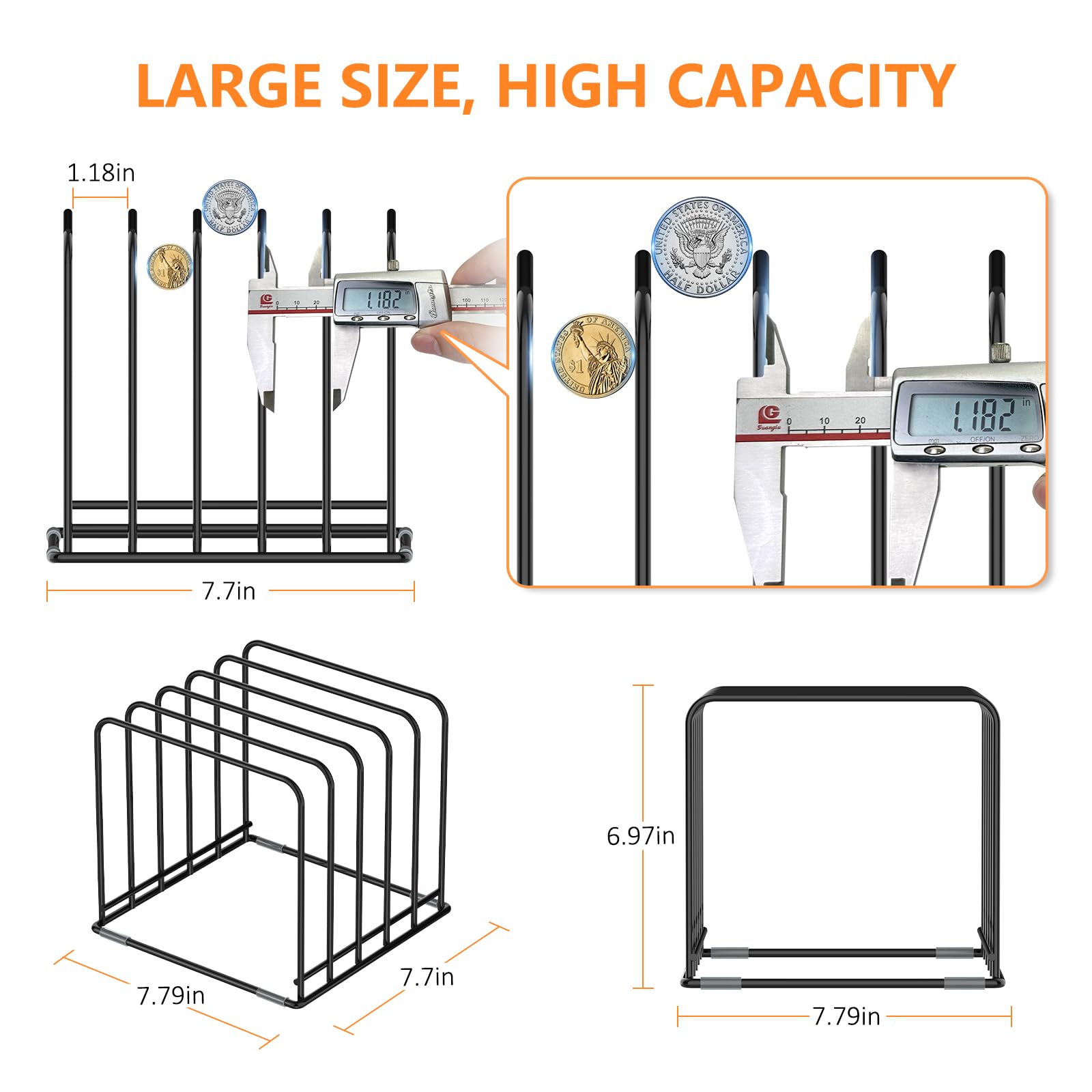 KORRTFID steel cookware holder demonstrates heavy-duty construction for thick pans.