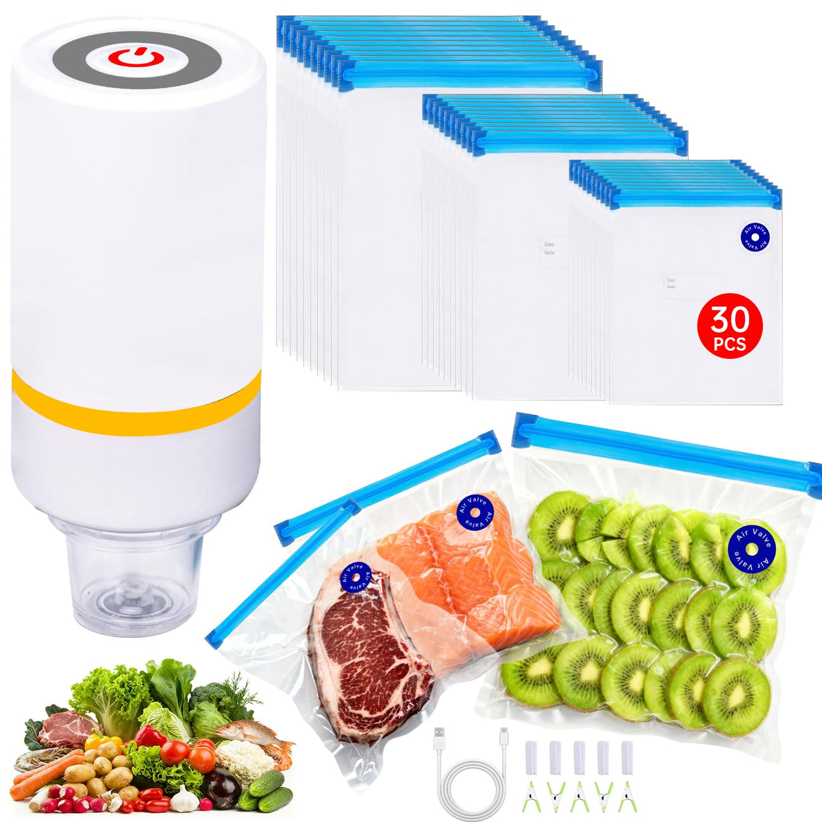 KOSBON 42-pcs sous vide set bags for effortless meal prep