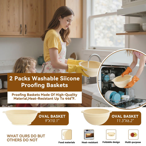 KOSBON oval silicone banneton 10-inch for proofing dough