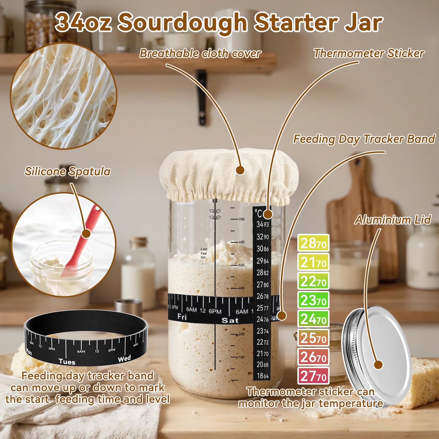 KOSBON round silicone banneton 9-inch for airy artisanal loaves