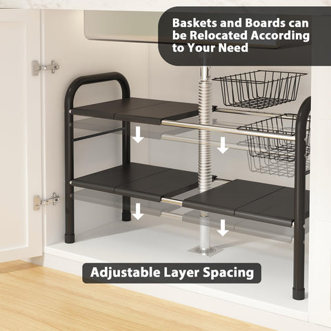 KOSIWU two removable baskets for easy access under sink