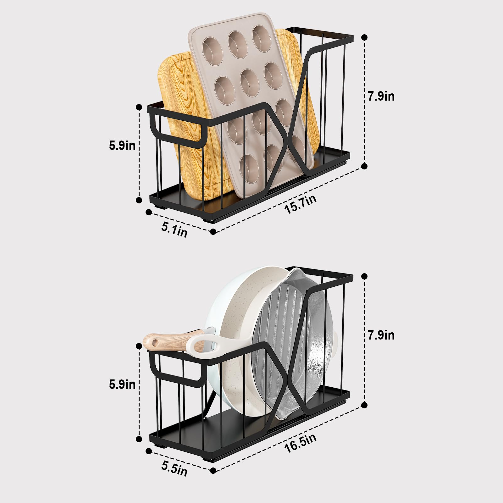 KOSIWU heavy-duty carbon steel frame supports thick bakeware securely.