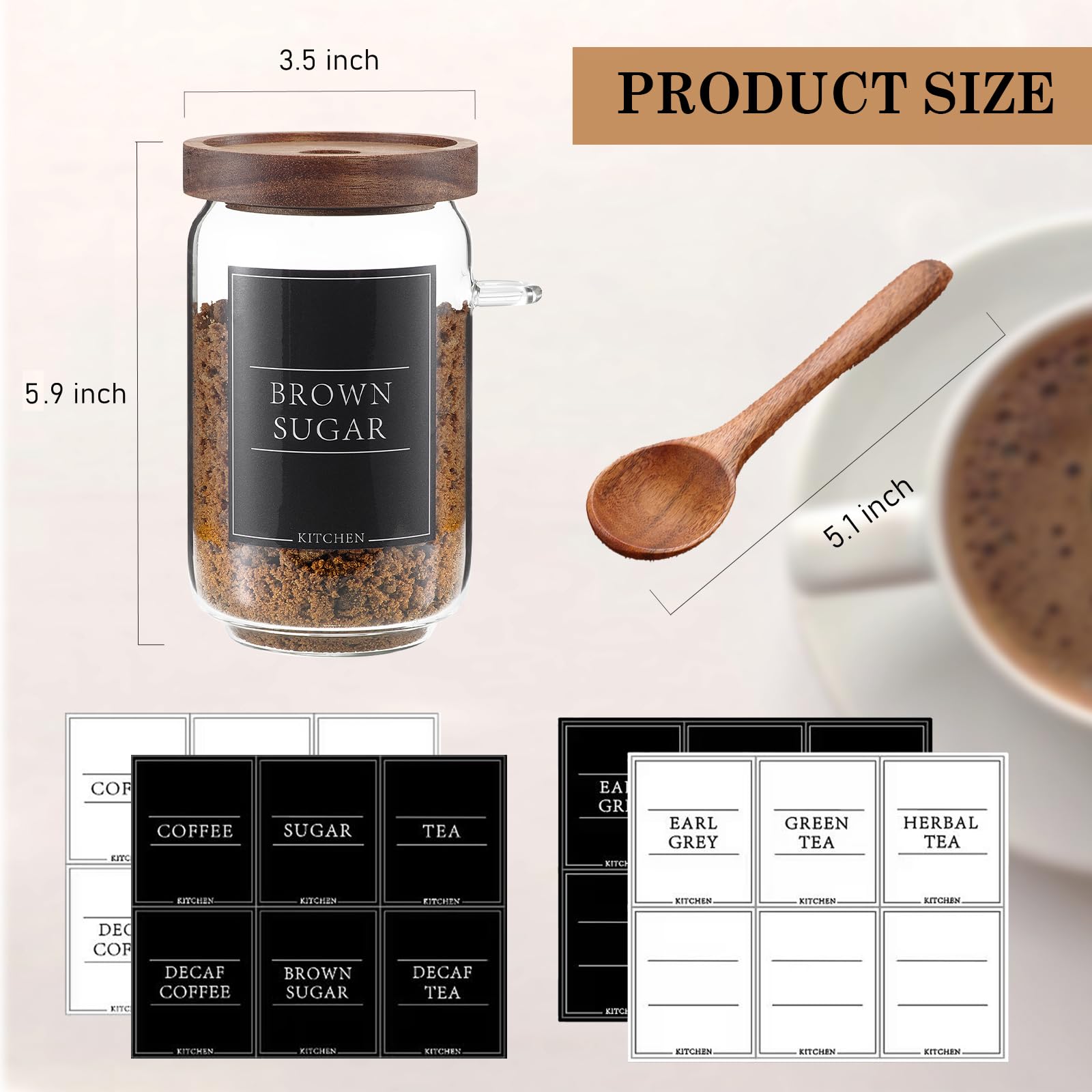 KOSKIMER sugar jar with scoop preserves sweetness and reduces mess on your kitchen shelf.