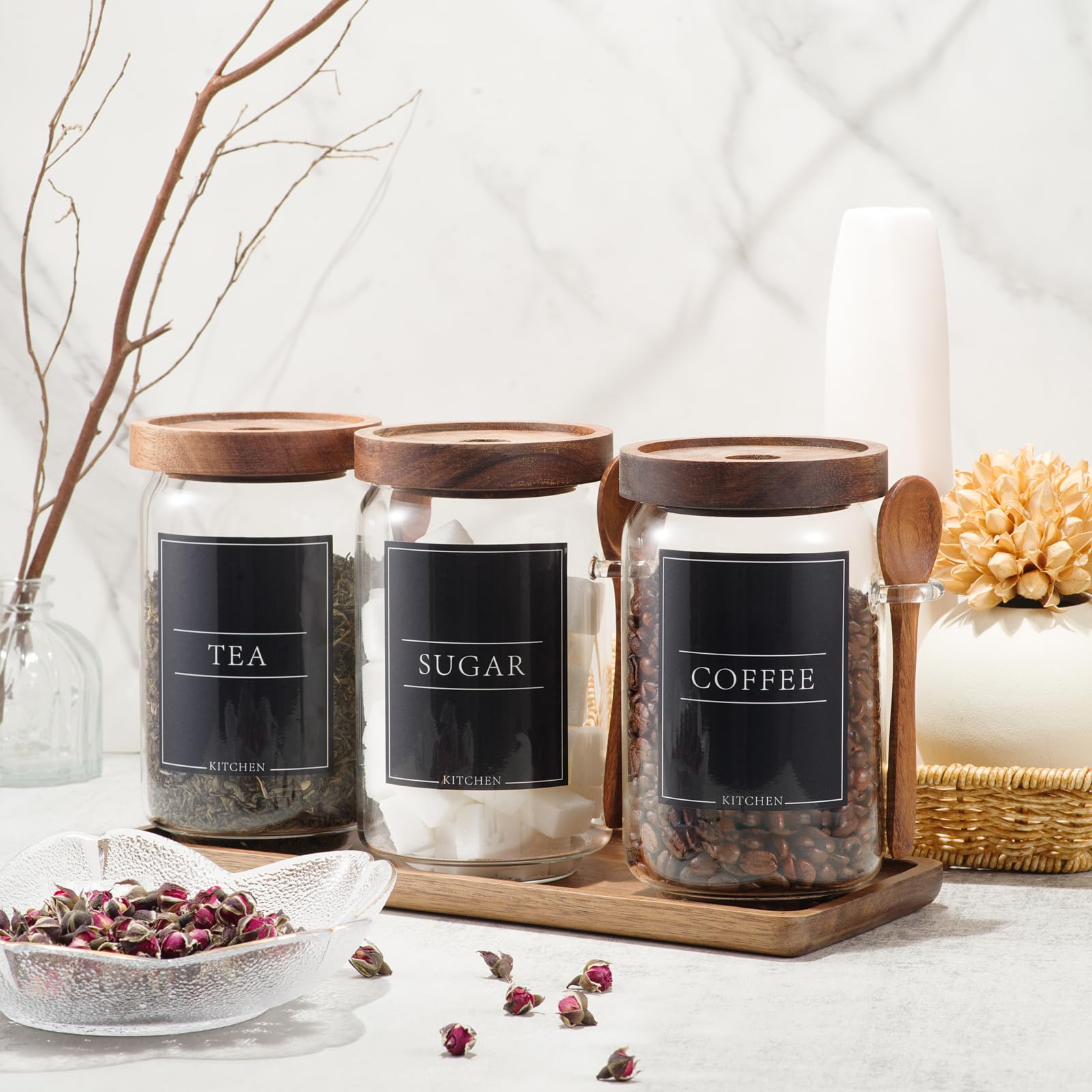 KOSKIMER tea jar with lid helps keep leaves fragrant and accessible at your brew station.
