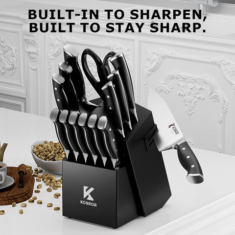 KOSROR ShadowCraft six serrated steak knives for even prep.