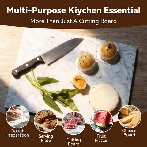 Non-slip feet stabilize the board on counters during prep.