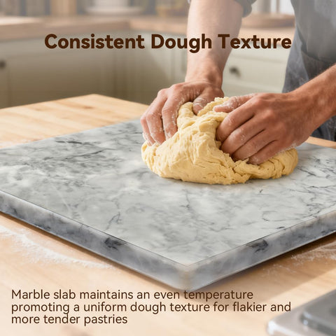 Kota Japan Premium Non-Stick Marble Pastry Cutting Board Slab – 15 3/4 x 11 3/4 inches with No-Slip Rubber Feet