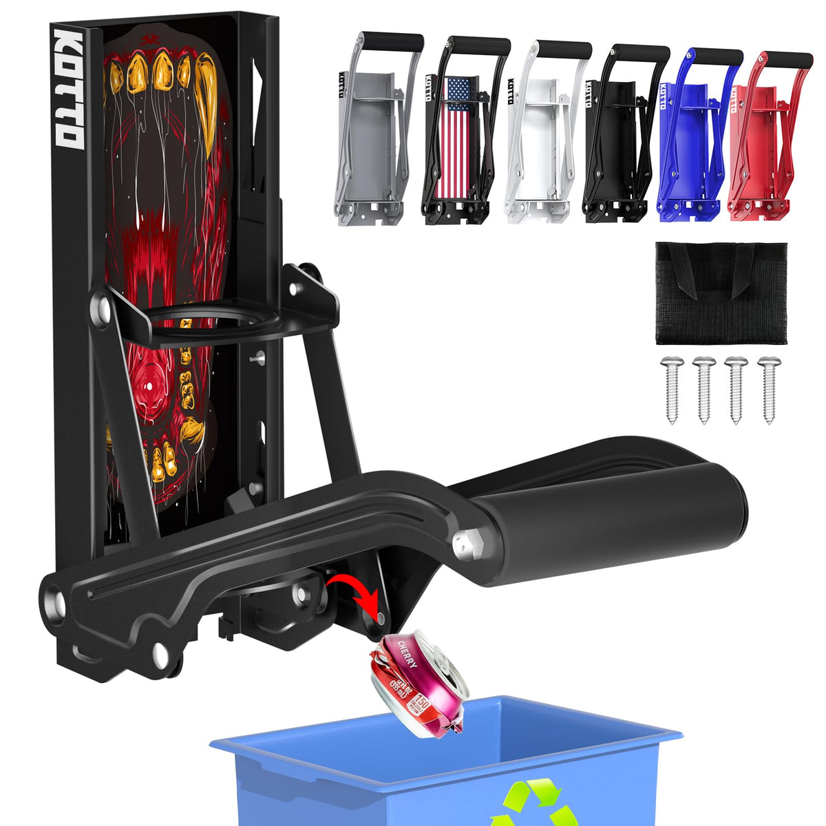 KOTTO can crusher with auto-drop keeps recycling tidy and hands-free for busy kitchens.