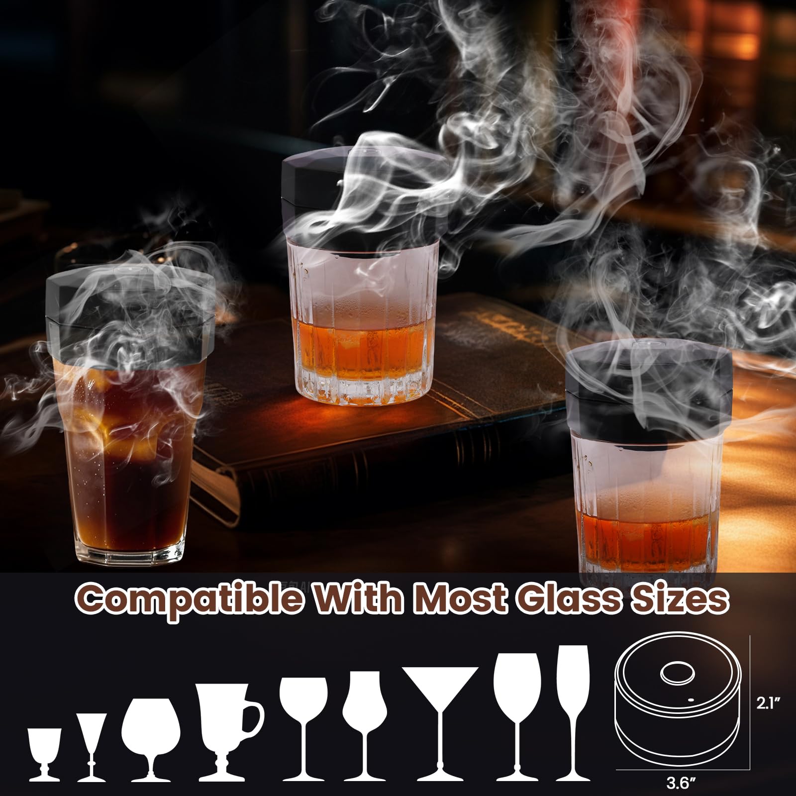 KOUARA built-in lighter enables quick ignition for smoky cocktails.
