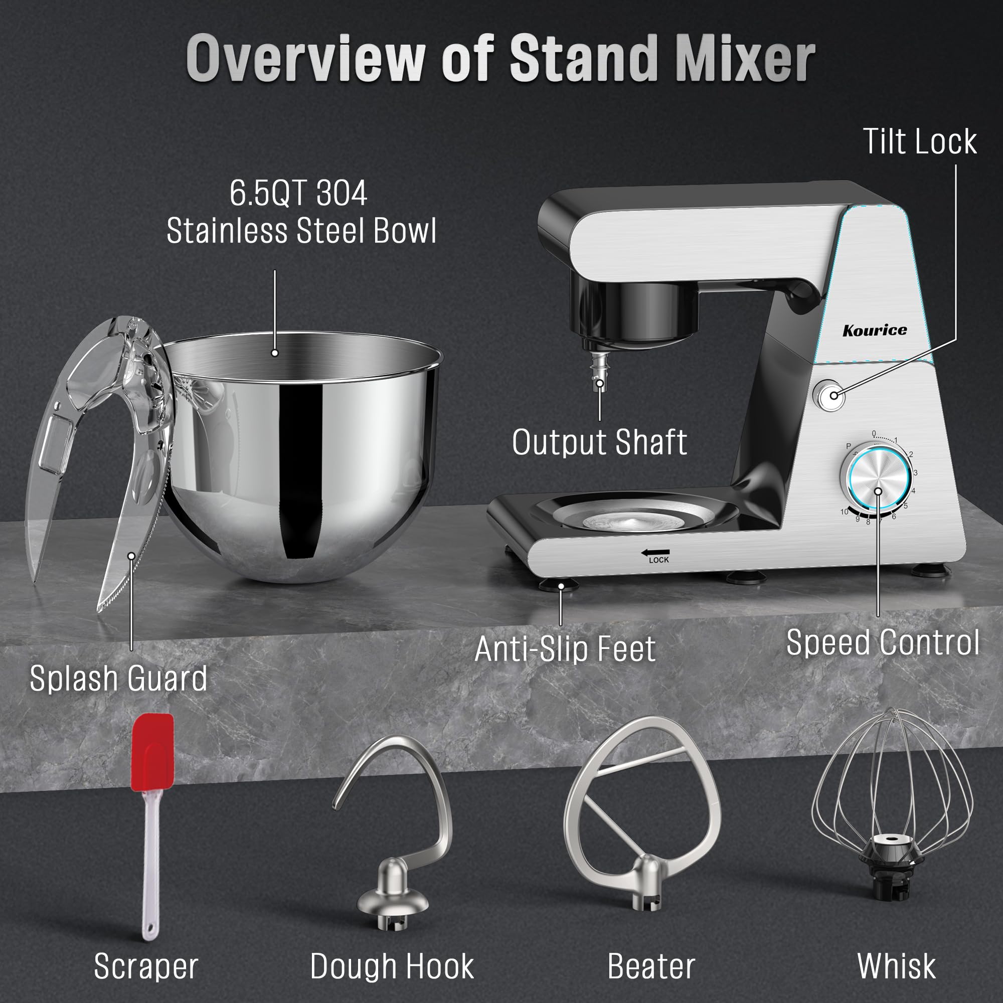 Kourice stand mixer anti-slip base reduces vibration on countertops