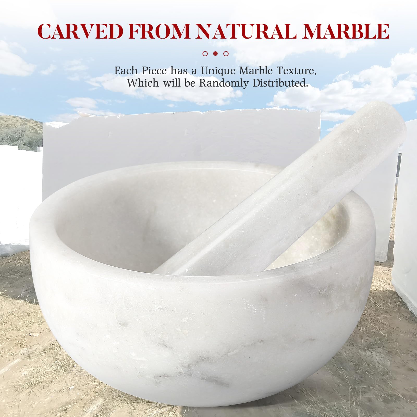 Koville marble exterior with comfortable pestle grip for daily use