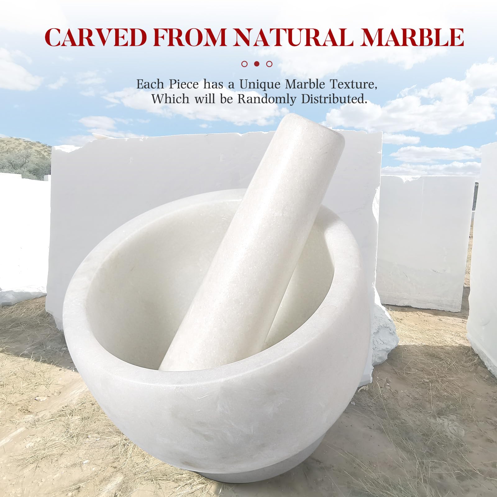 Koville food-safe marble mortar keeps flavors pure while grinding garlic or zest.
