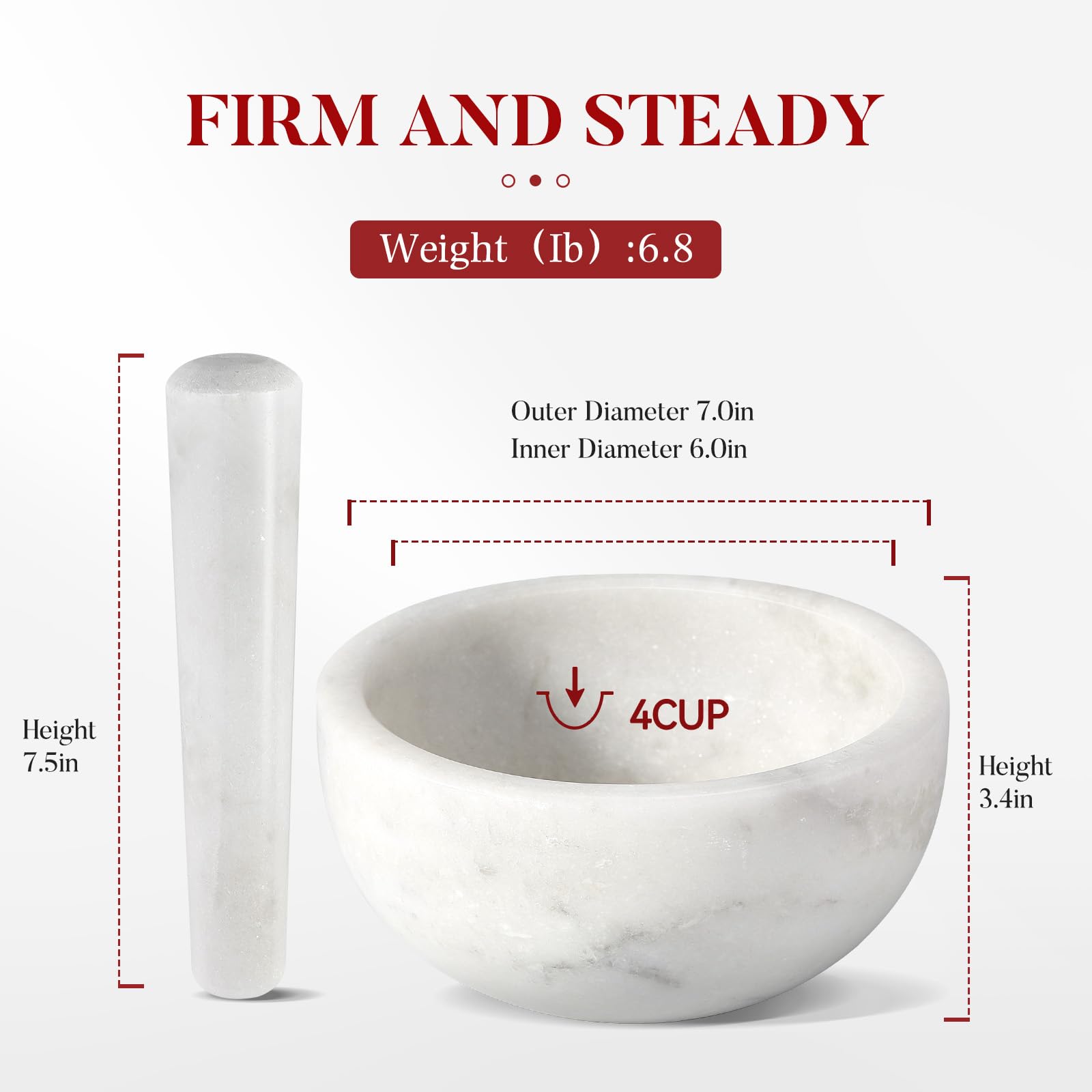Koville marble mortar and pestle set for fresh salsa and sauces