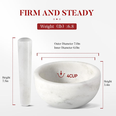 Koville marble mortar and pestle set for fresh salsa and sauces