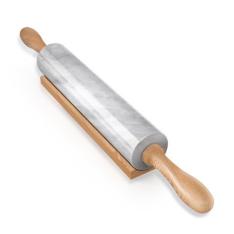 Koville marble rolling pin angled view, smooth non-stick surface for easy dough rolling