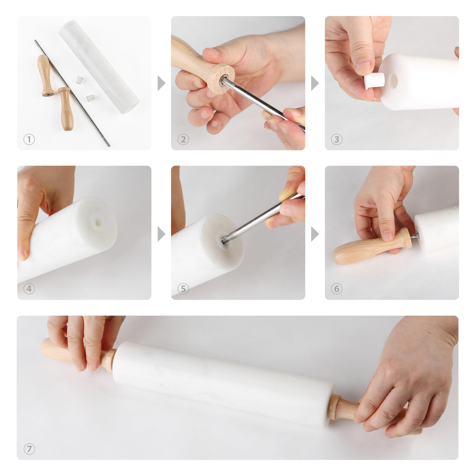 Koville marble rolling pin cool surface helps prevent sticking during pastry prep