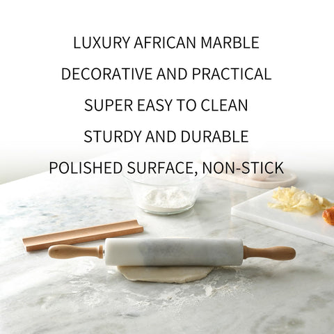 Koville marble rolling pin in action, dough rolling with stable pressure