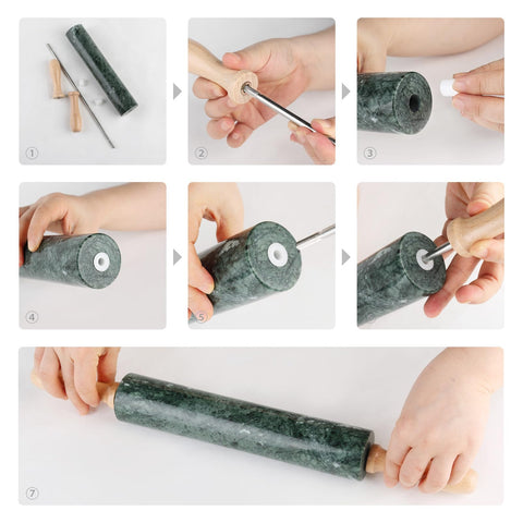 Koville Marble Rolling Pin ships as a decorative yet practical gift ready kitchen tool