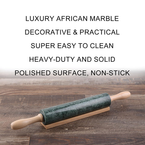 Koville Marble Rolling Pin shows vibrant green marble veins for a timeless kitchen look