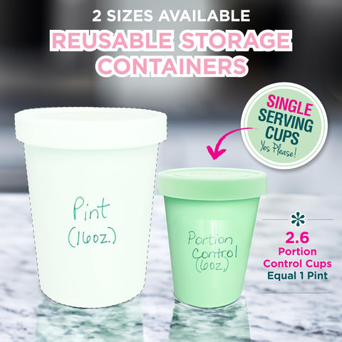 KOYAIRE compact 6oz containers fit neatly into small freezers and lunch bags.
