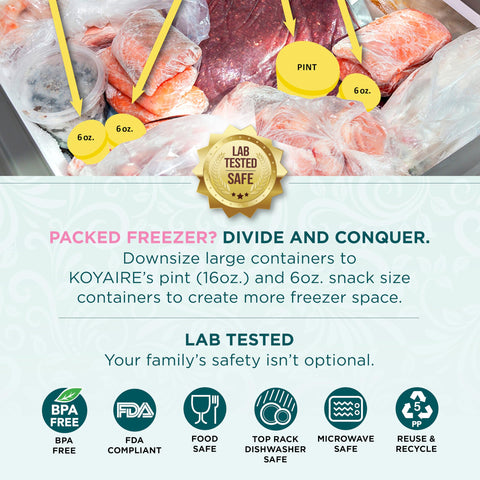 KOYAIRE stackable design saves space in the freezer