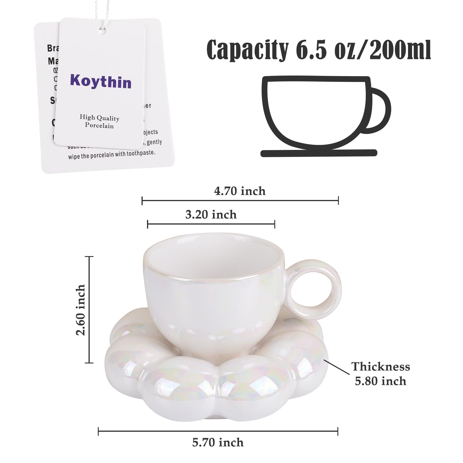 Koythin matte finish ceramic mug highlights its wide body.