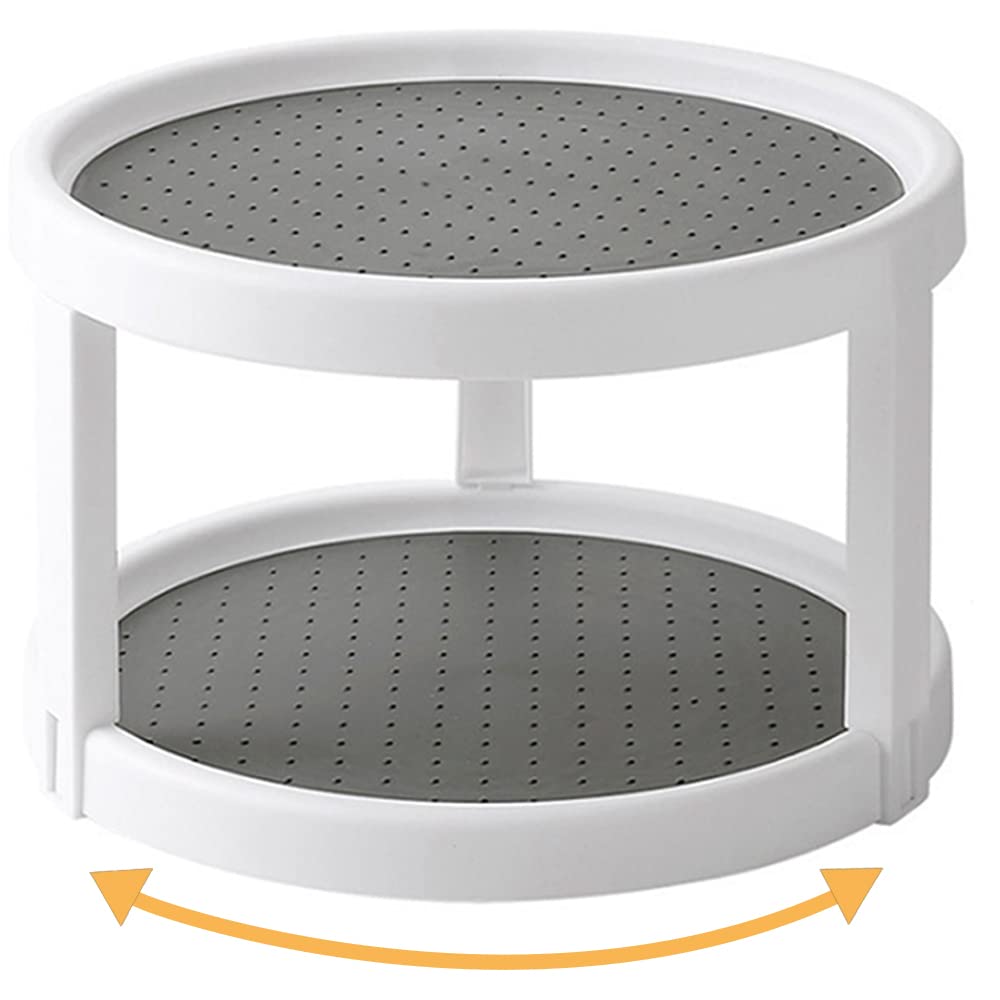 Kozloskyi Lazy Susan two-tier organizer for easy access to spices.