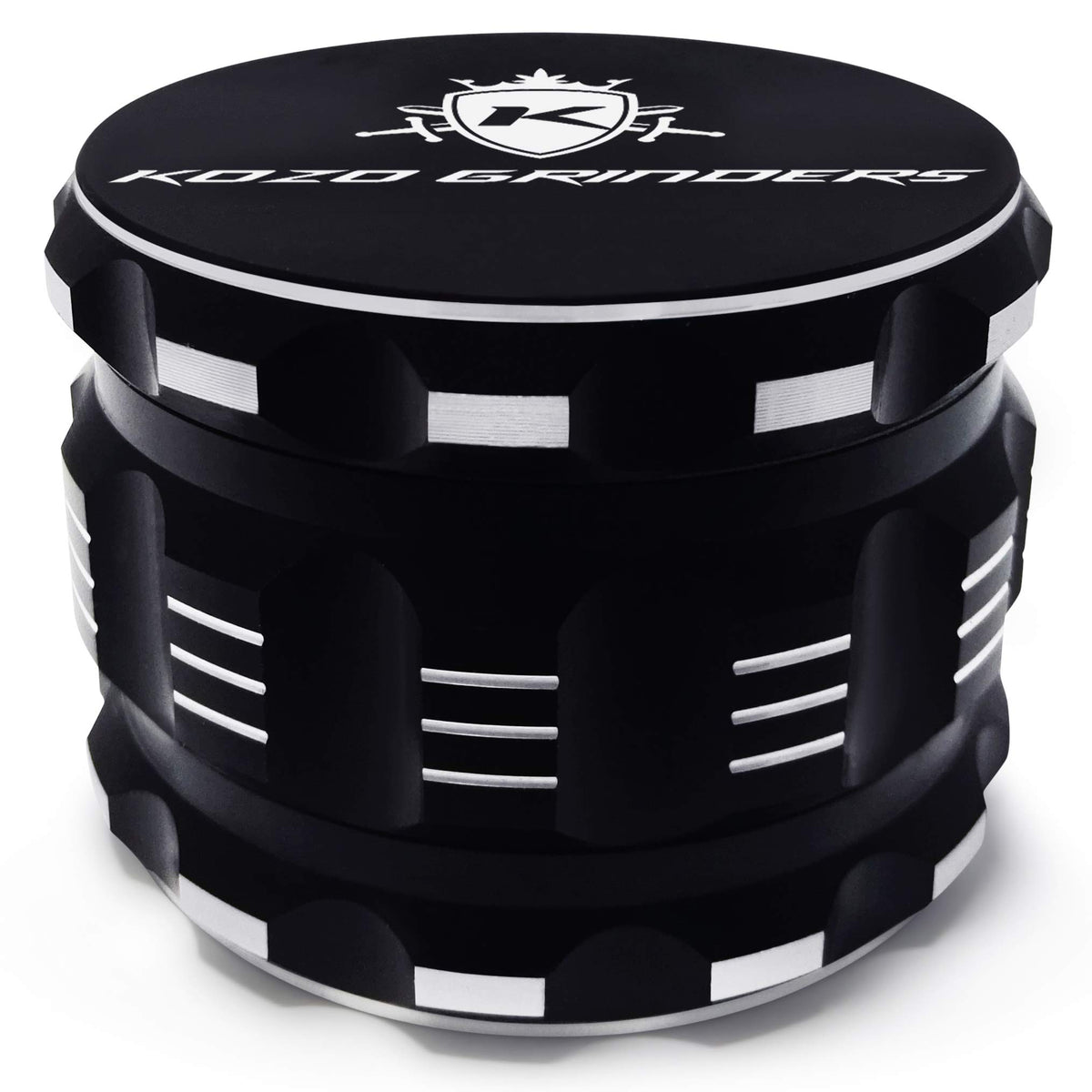 KOZO 2.5 inch grinder mills in aluminum black, ideal for quick spice grinding.