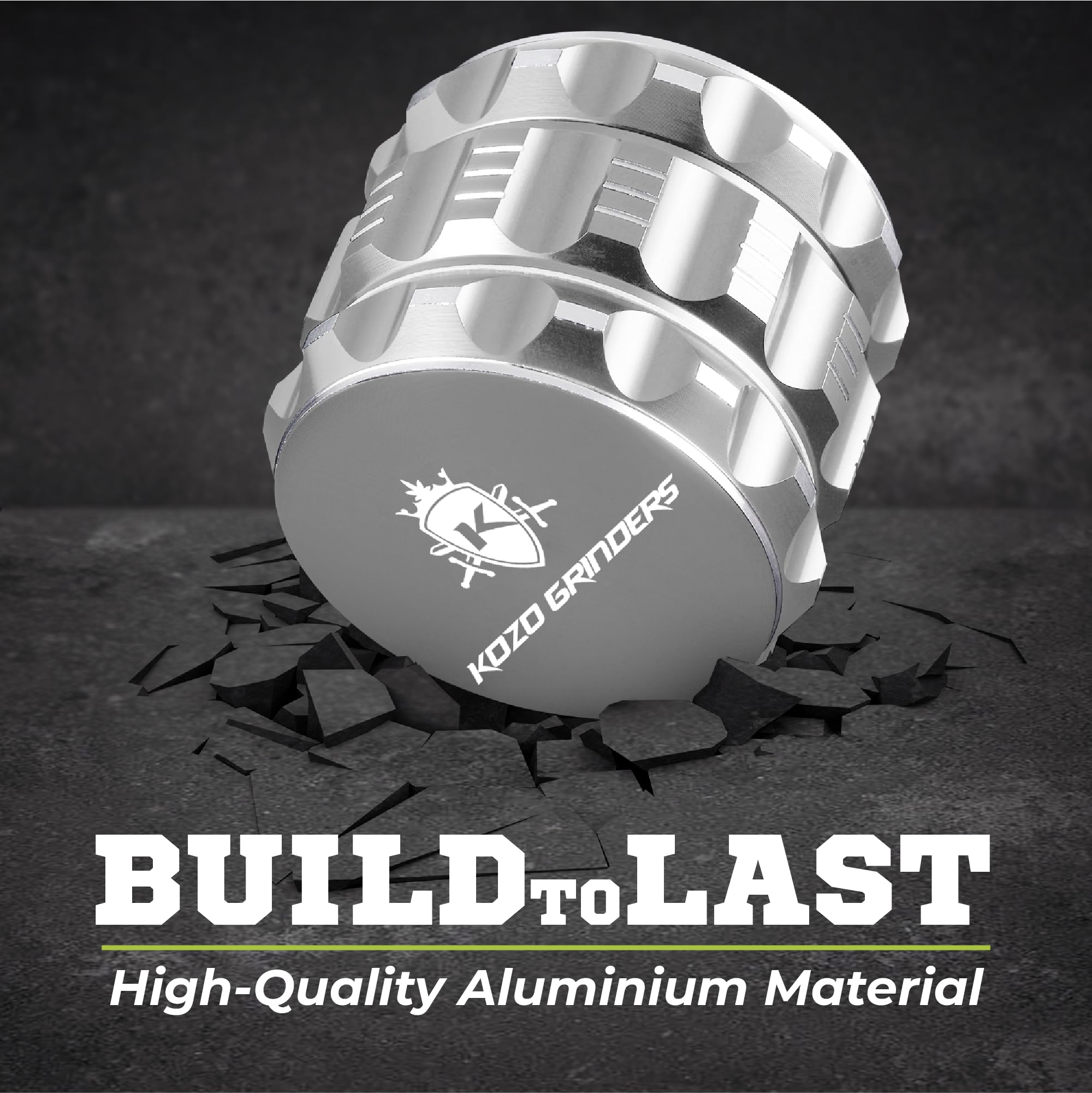 Kozo Grinder Mills Aluminum easy grip design for quick, clean grinding sessions.
