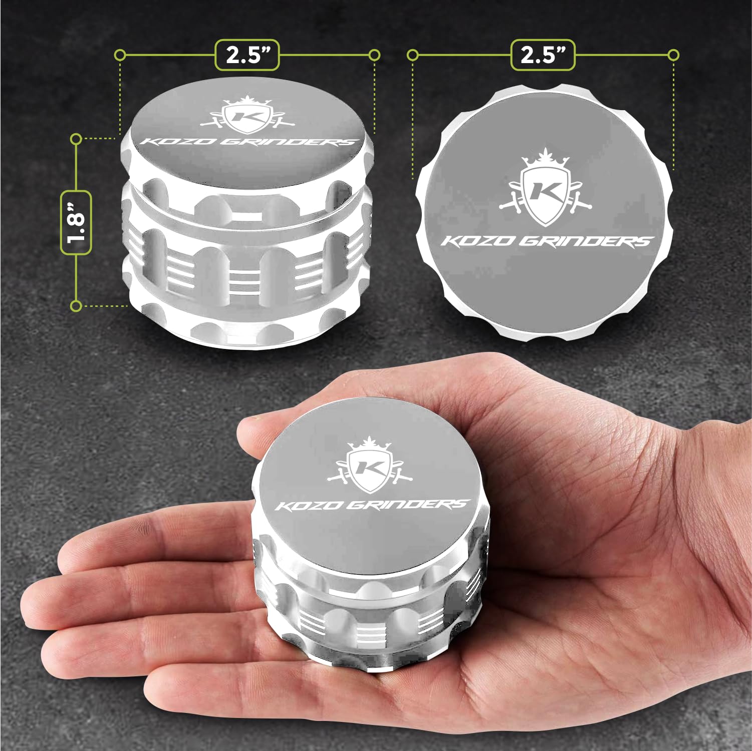 Kozo Grinder Mills Aluminum holds a large capacity for bigger batches of spices.