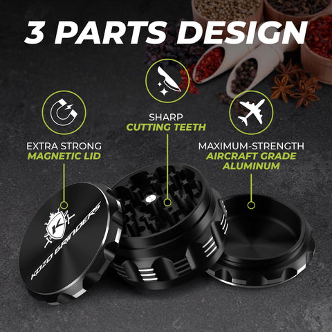 KOZO grinder features sharp teeth for consistent texture.