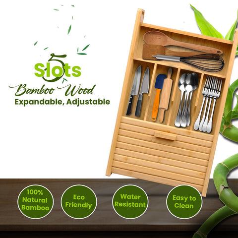 KozyKoala & Co handcrafted bamboo drawer organizer offers lasting durability.