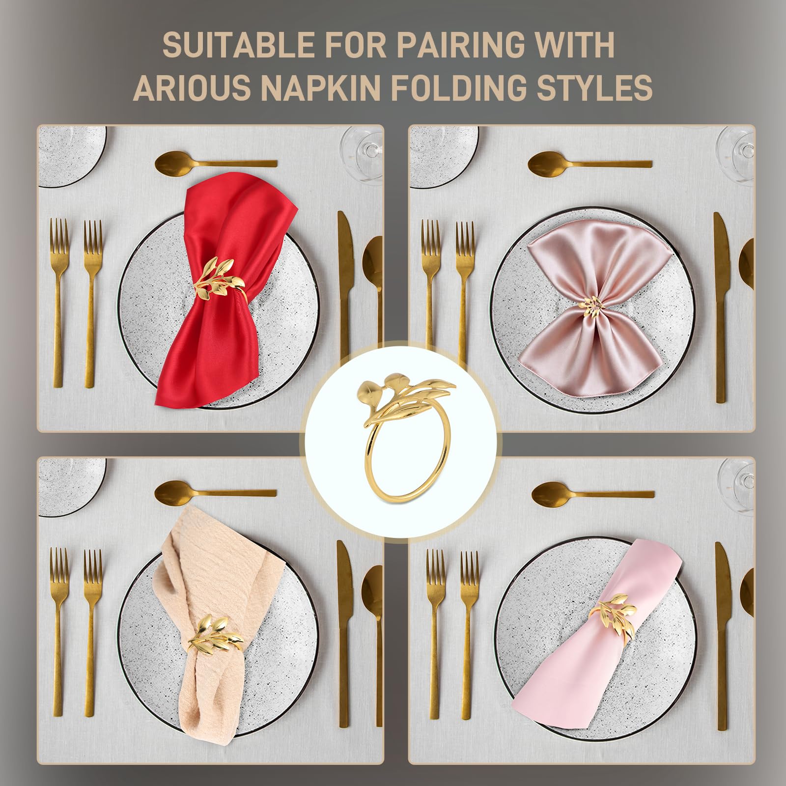 Kpdnjro napkin ring with open-loop design for quick, secure napkin placement.