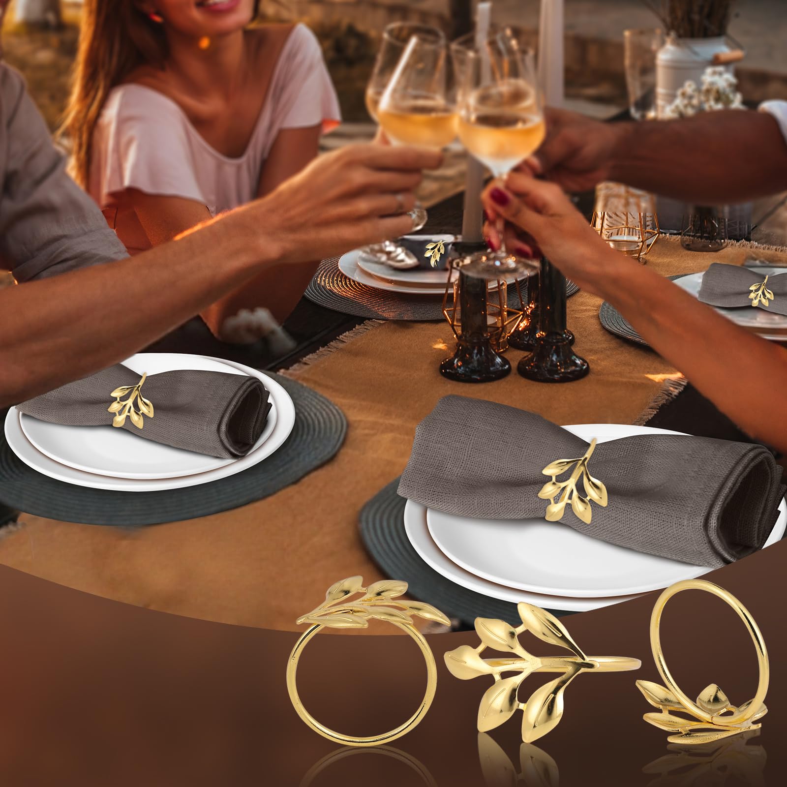 Kpdnjro leaf-textured ring with smooth edges protects napkins.