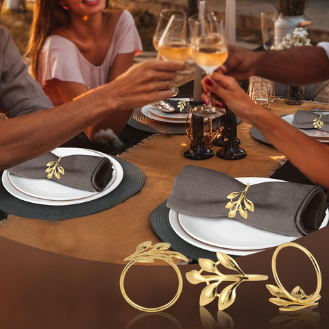 Kpdnjro leaf-textured ring with smooth edges protects napkins.
